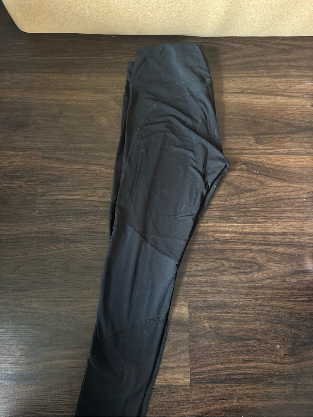 Black Athletic Leggings - Streamlined Stitch Detail